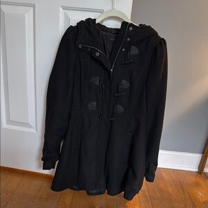 Black Hooded Women's Coat